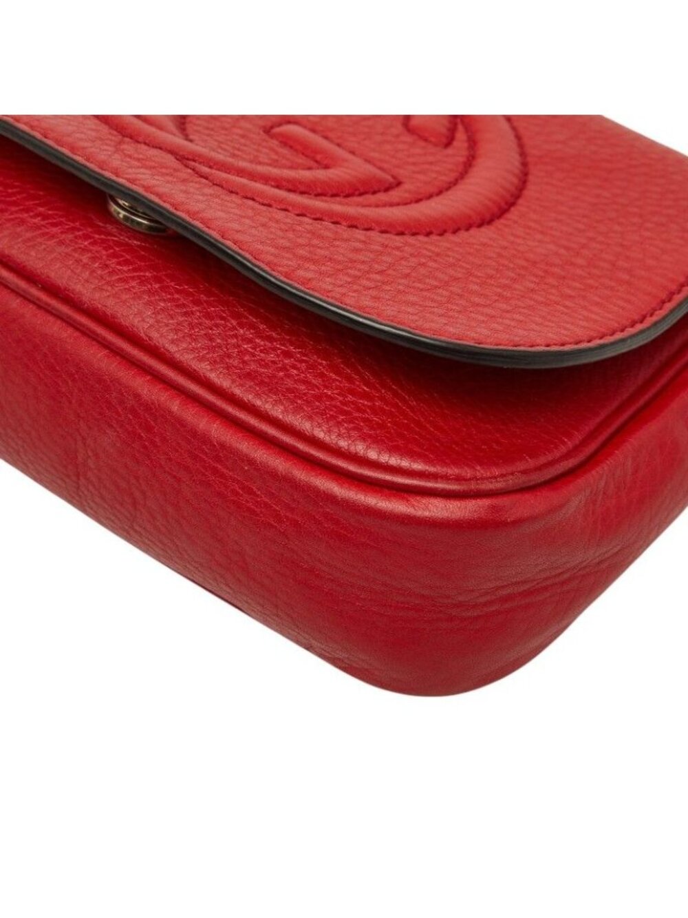 Gucci Soho Interlocking Chain Shoulder Bag Red Leather - Picture 4 of 10
